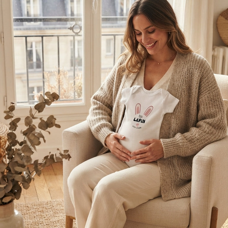 Body Bébé Annonce Grossesse - Petit Lapin Arrive Bientôt