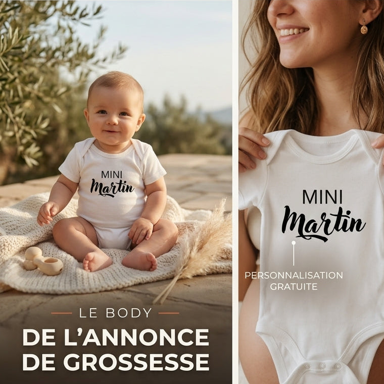Body bébé 100% coton biologique personnalisé "MINI"