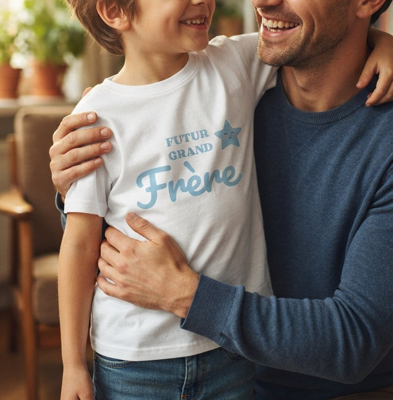 T-shirt futur grand frère étoile bleue