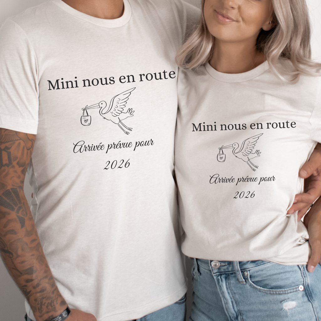 Tshirt pour annonce grossesse en couple cigogne 2- vendu à l'unité