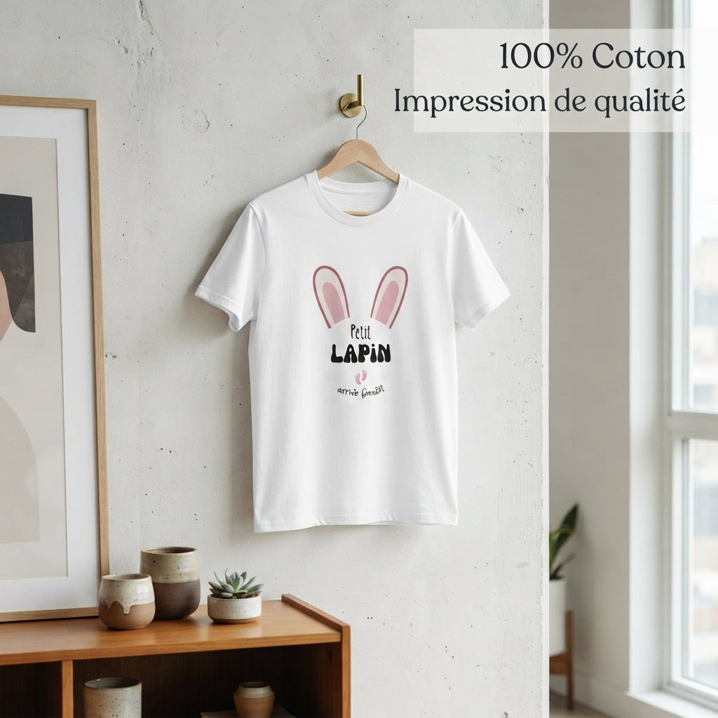 Tshirt annonce arrivee de bébé "Petit Lapin "