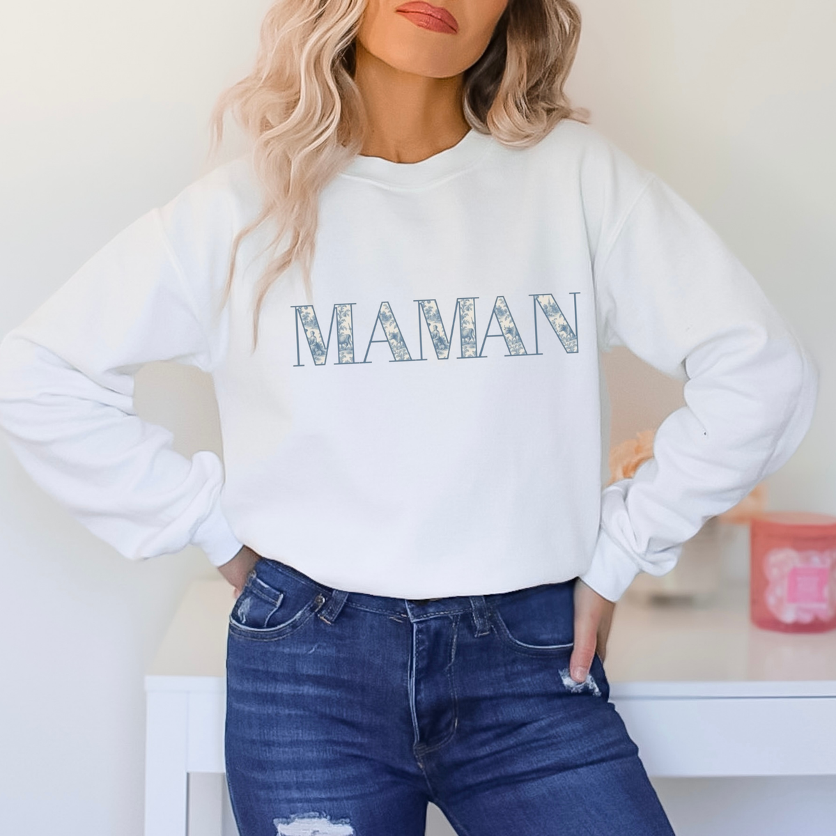 Sweat-shirt Maman personnalisé imprimé toile de jouy