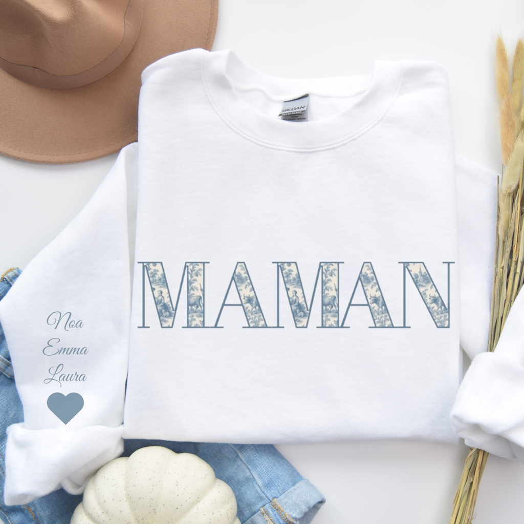 Sweat-shirt Maman personnalisé imprimé toile de jouy