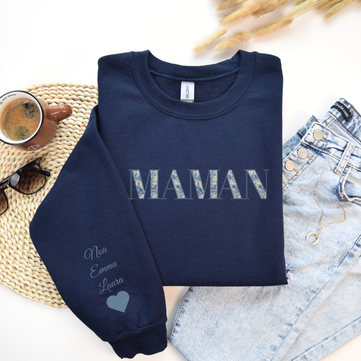 Sweat-shirt Maman personnalisé imprimé toile de jouy