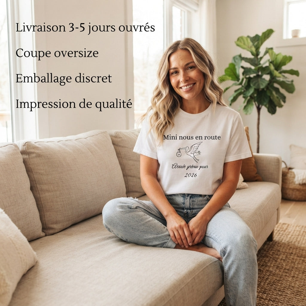 Tshirt pour annonce grossesse en couple cigogne 2- vendu à l'unité